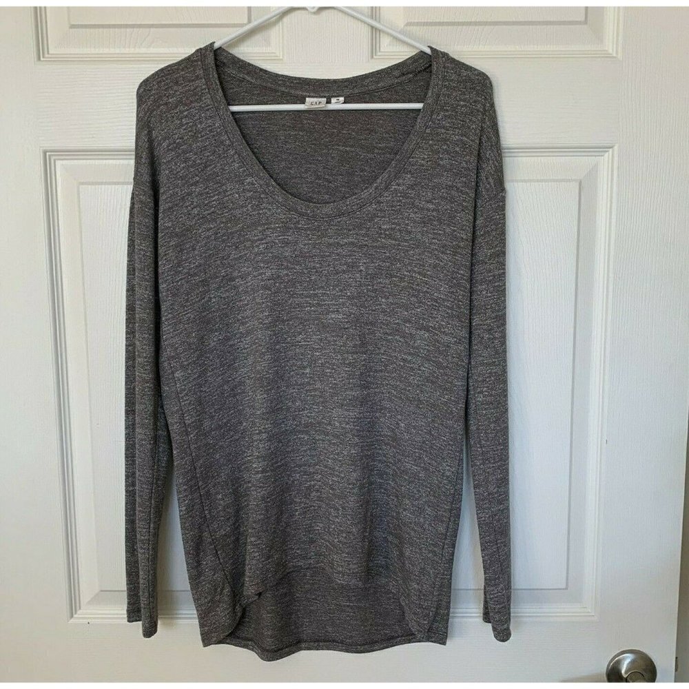 GAP Women’s XS Lightweight Sweater Gray Brown Heather Long Sleeve Scoop Neck